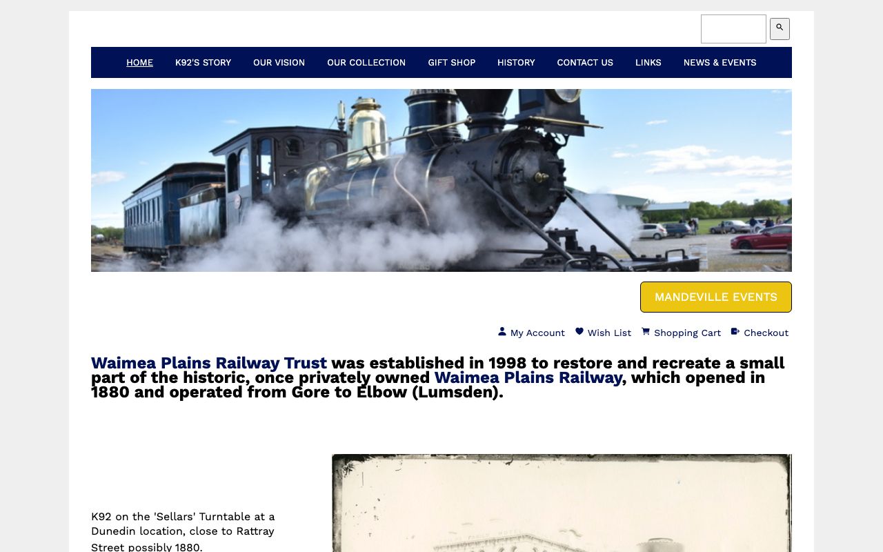 Preview of Waimea Plains Railway's website