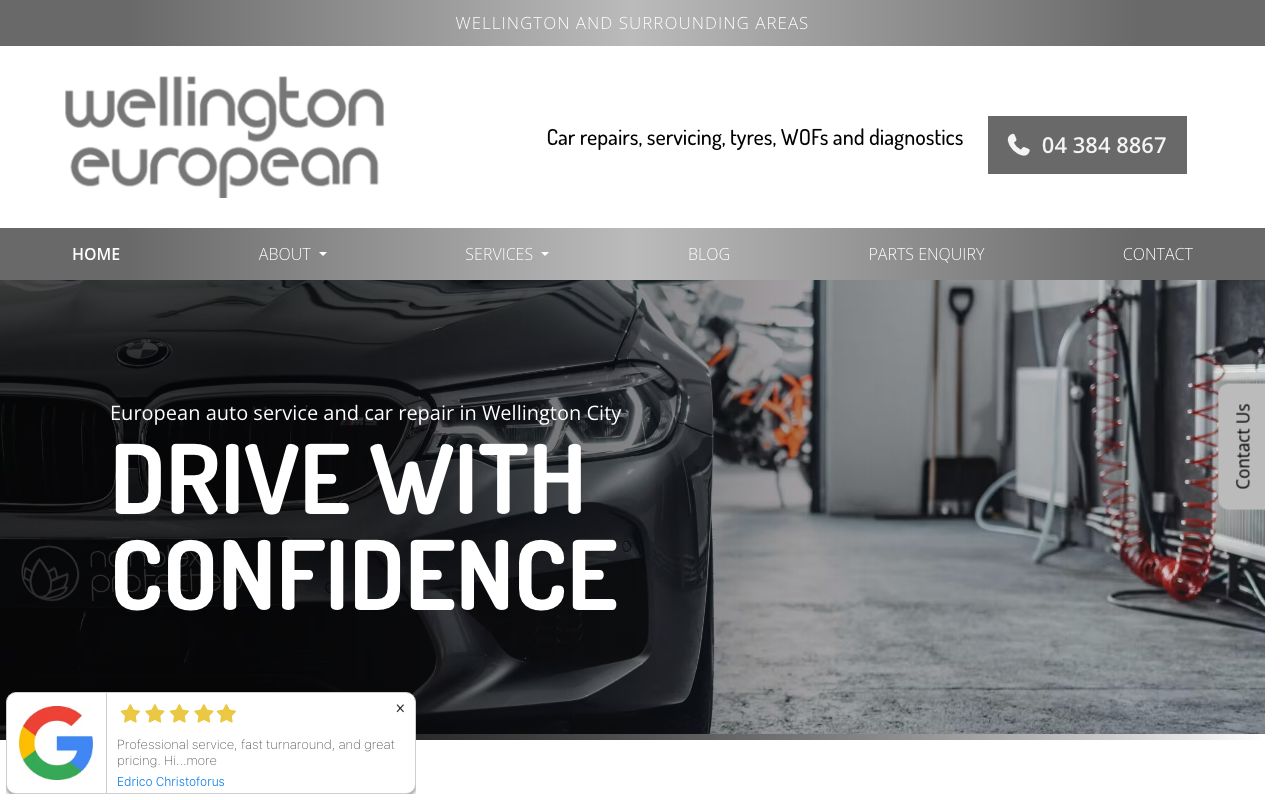 Preview of Wellington European's website