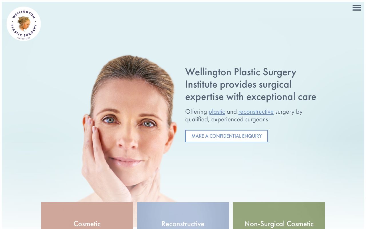 Preview of Wellington Plastic Surgery Institute's website