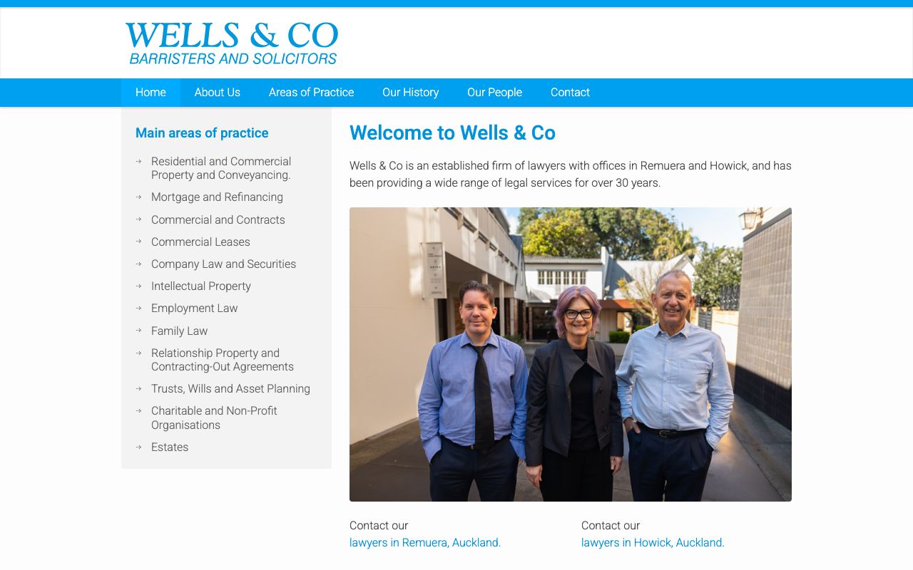Preview of Wells & Co's website