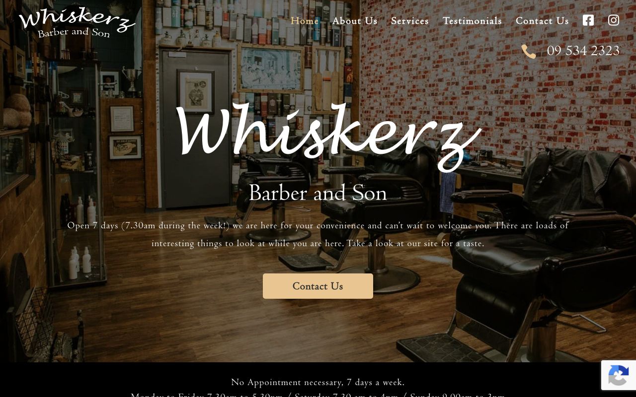 Preview of Whiskerz Barber & Son's website