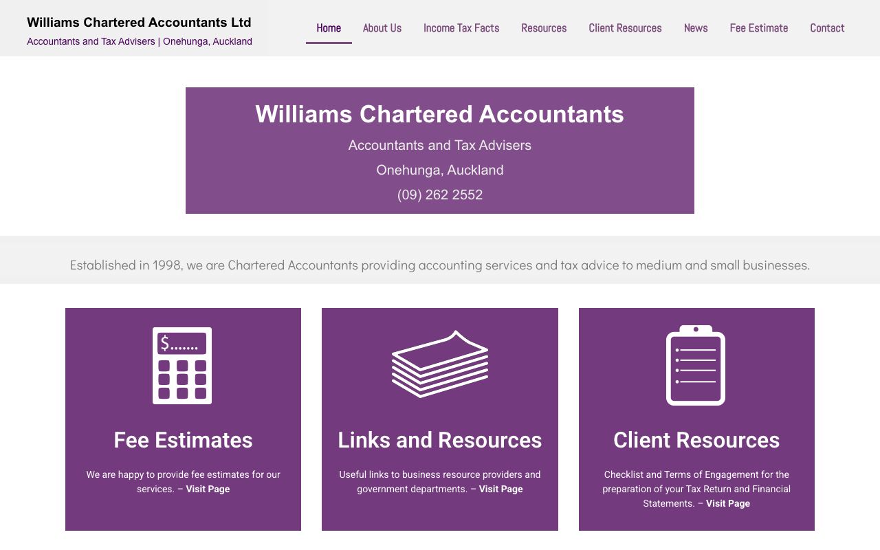 Preview of Williams CA's website