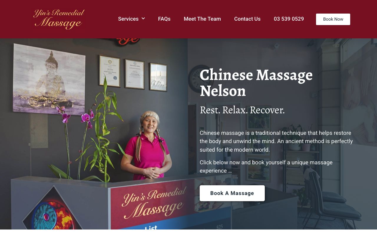 Preview of Yin's Remedial Massage's website