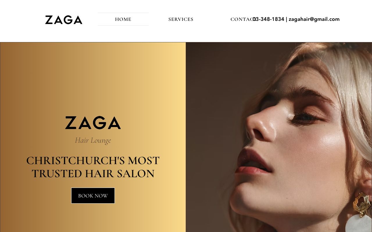 Preview of Zaga Hair Lounge's website