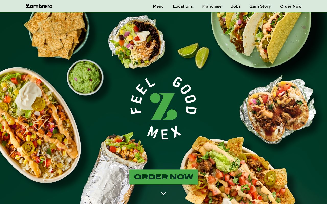 Preview of Zambrero's website