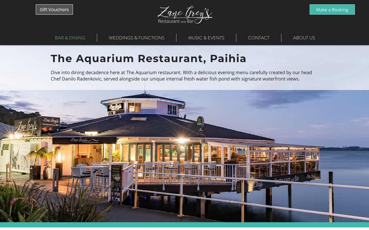 Preview of Zane Grey's - The Aquarium's website