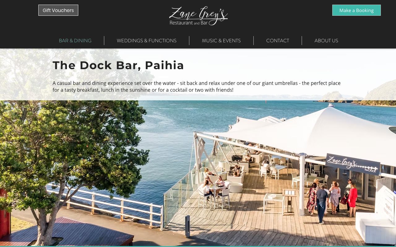 Preview of Zane Grey's - The Dock's website