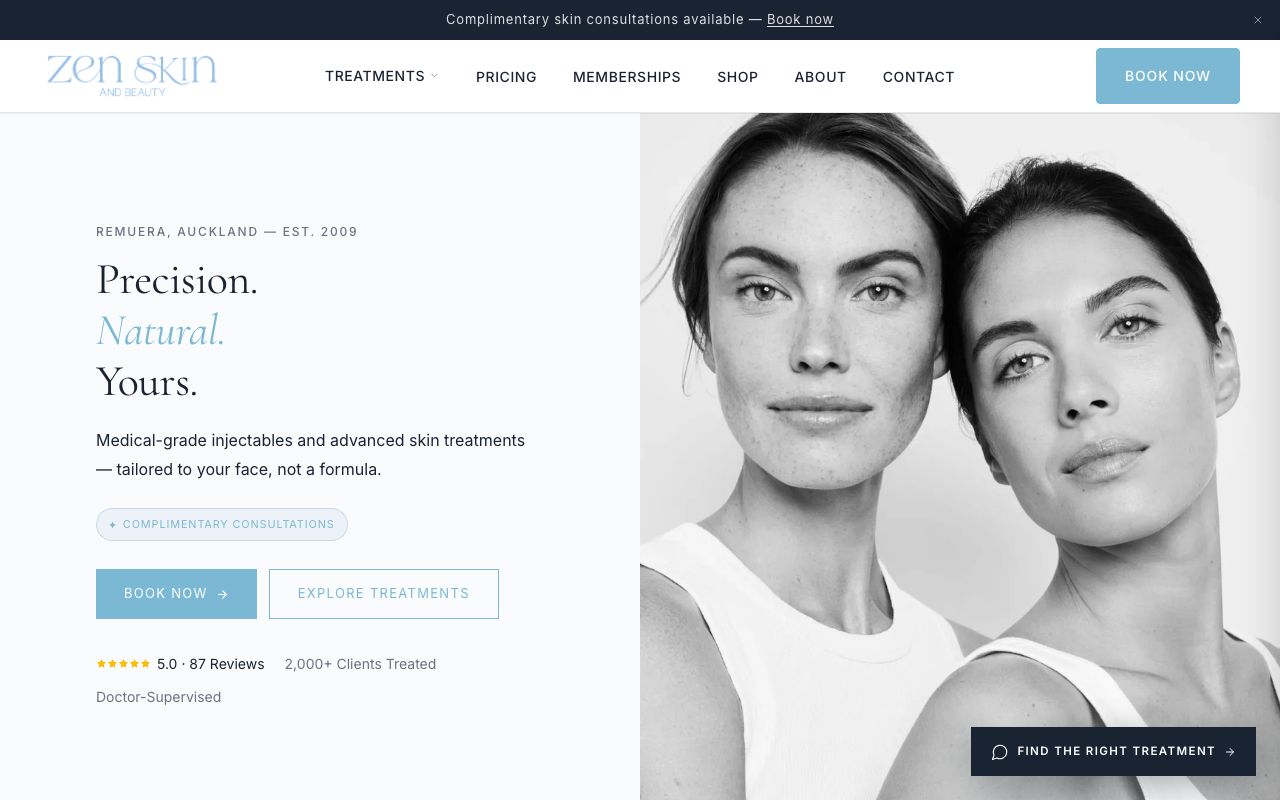 Preview of Zen Skin & Beauty's website